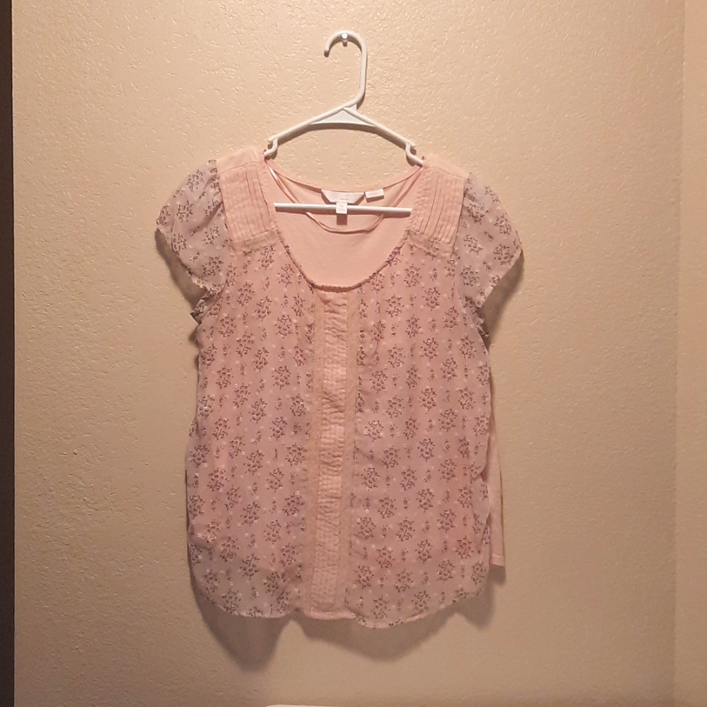 Lc lauren conrad pink floral blouse size m